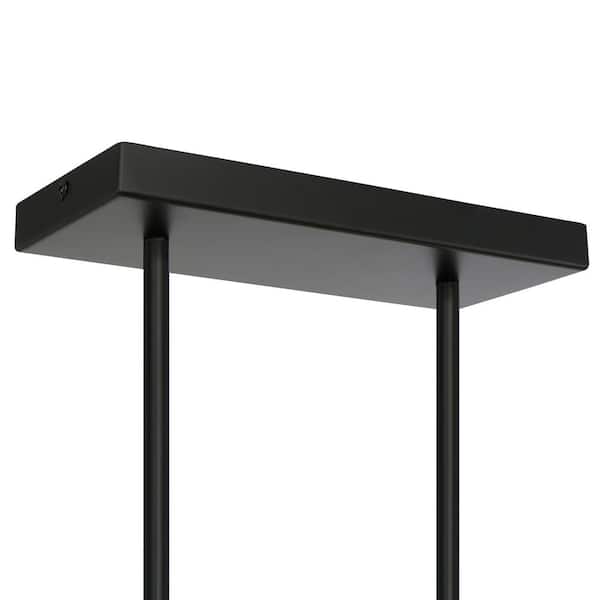 Trieste 8-Light Black Chandelier Island Light with Frosted Glass Shades