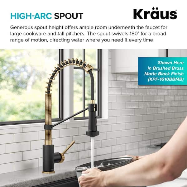 Bolden Commercial Style Pull-Down Single Handle 18-Inch Kitchen Faucet in Brushed Brass