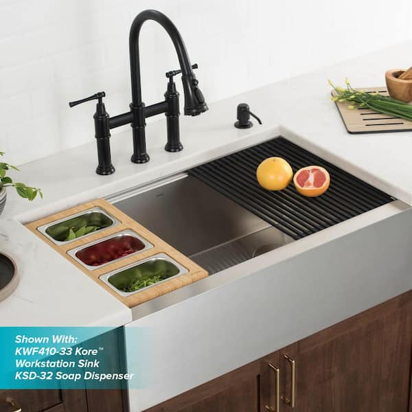 Allyn Double Handle Transitional Bridge Kitchen Faucet with Pull-Down Sprayhead in Matte Black