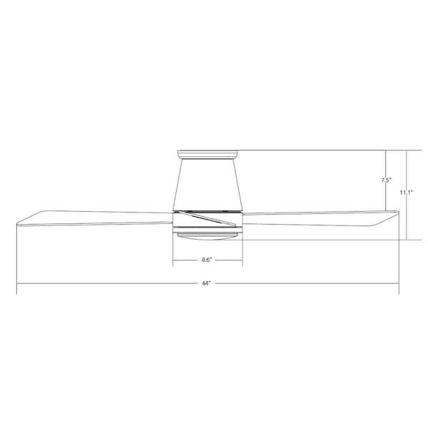 44 in. Matte Black with 3000K LED Hug Indoor and Outdoor 3-Blade Smart Flush Mount Ceiling Fan Light Kit and Remote