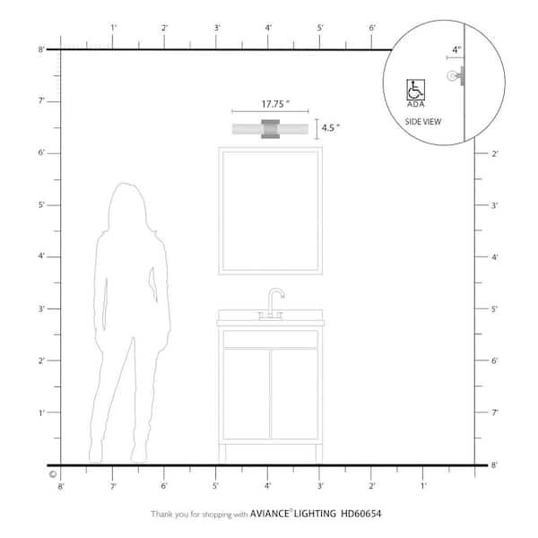 Aspen 2 Light Satin Brass ADA Bath Vanity