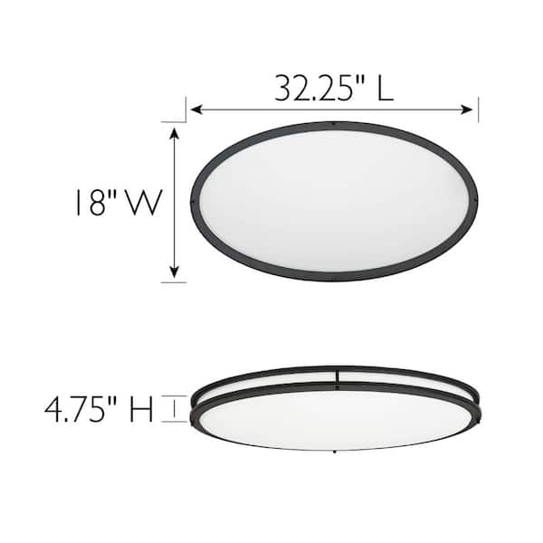 Owens 32.25 in. x 18 in. Integrated LED Flush Mount Ceiling Light in Matte Black