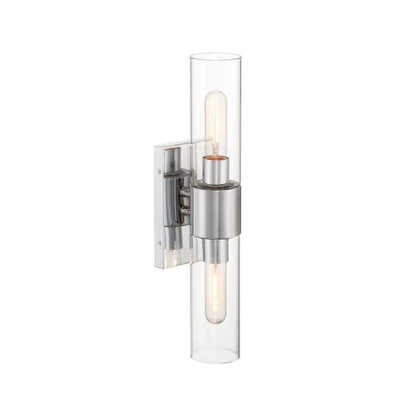 Anton 4.5 in. 2-Light Chrome Transitional Wall Sconce with Clear Glass Shades