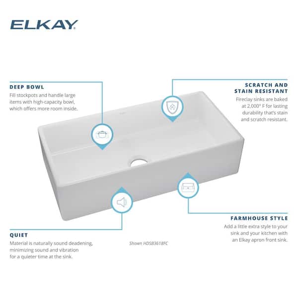 Burnham White Fireclay 36 in. Single Bowl Farmhouse Apron Kitchen Sink