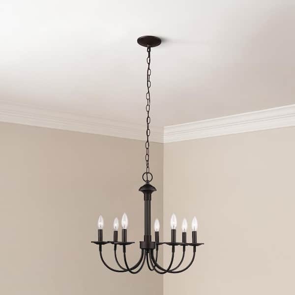 7-Light Oil Rubbed Bronze Candle Chandelier Light Fixture