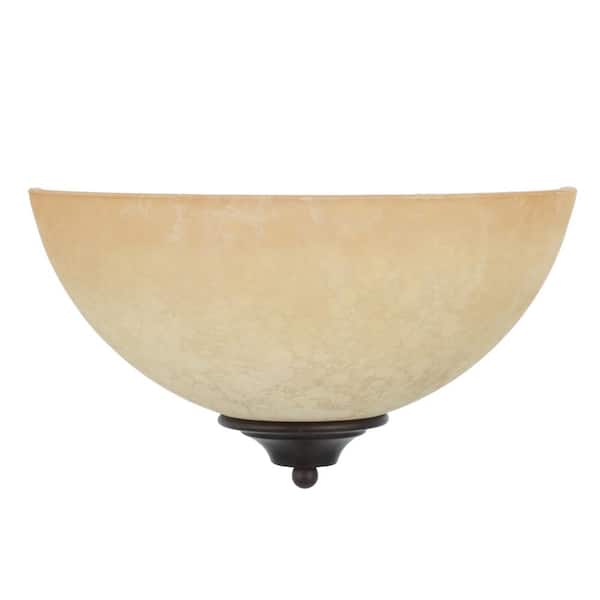 1-Light Old Bronze Sconce with Tuscan Suede Glass Shade