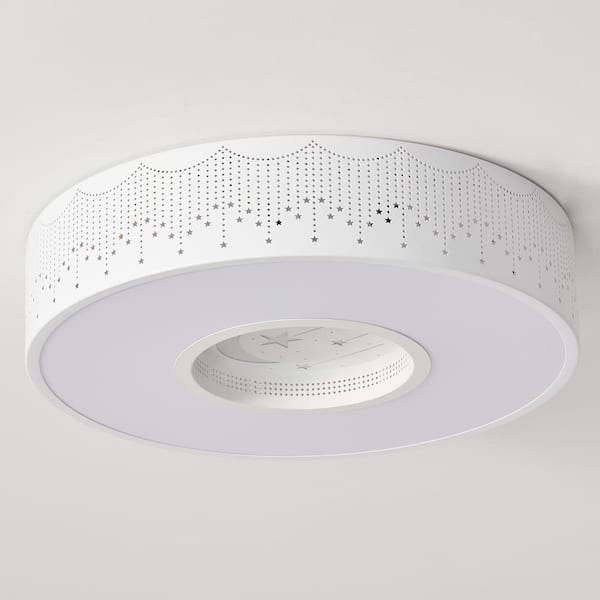 15.7 in. 1-Light White Simple Circle Star Creative Design 20-Watt Integrated LED Flush Mount Ceiling Light