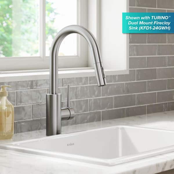 Oletto Pull-Down Single Handle Kitchen Faucet in Spot Free Stainless Steel