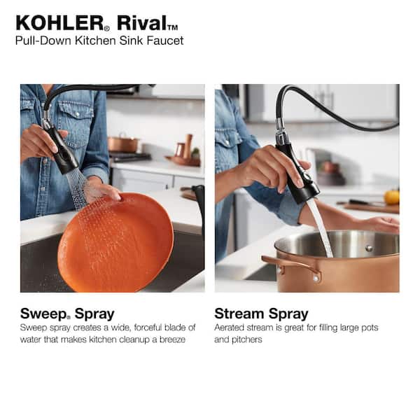 Rival Single Handle 2-Spray Patterns Pull-down kitchen sink faucet in Vibrant Stainless