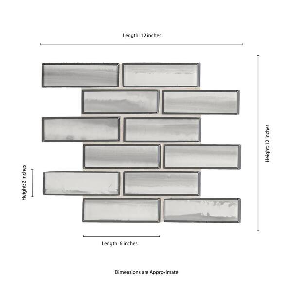 Ombre Grigia 12 in. x 12 in. Glossy Glass Mosaic Tile (1 sq. ft. / each)