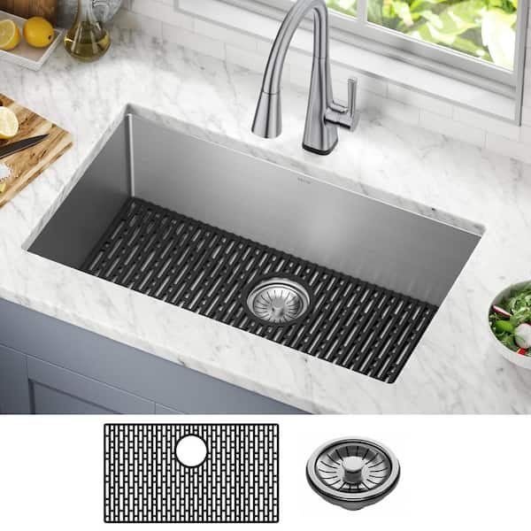 Lenta 16-Gauge Stainless Steel 32 in. Single Bowl Undermount Kitchen Sink with Accessories