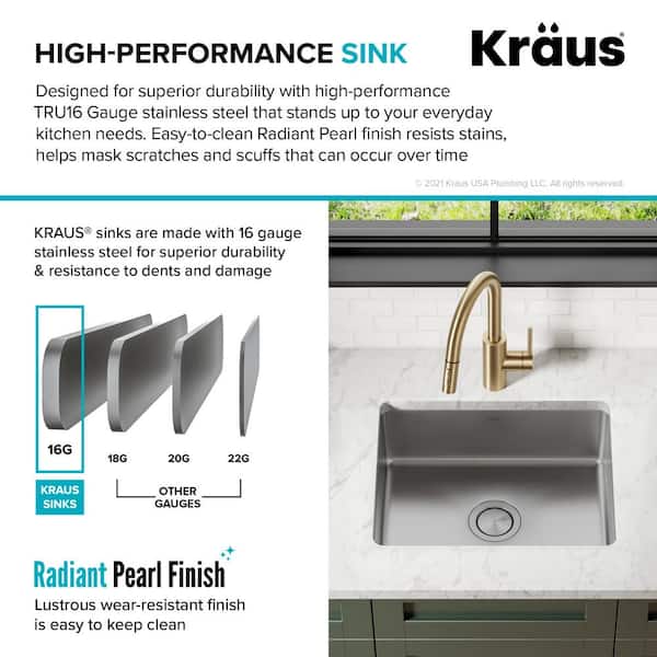 Dex 21 in. Undermount 16-Gauge Stainless Steel Single Bowl Kitchen Sink