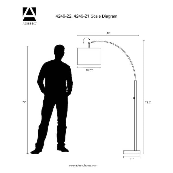 73.5 in. Antique Brass Bowery Arc Lamp