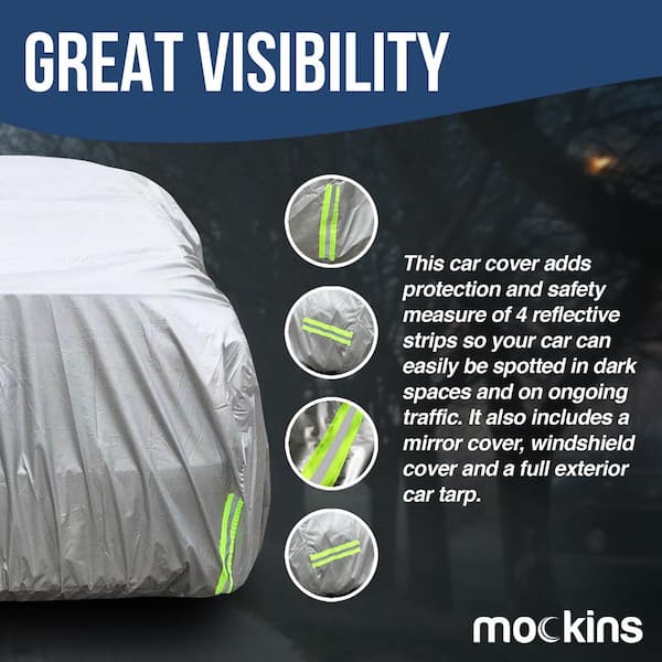 175 in. x 70 in. x 60 in. Heavy-Duty 190T Silver Polyester Waterproof Car Cover
