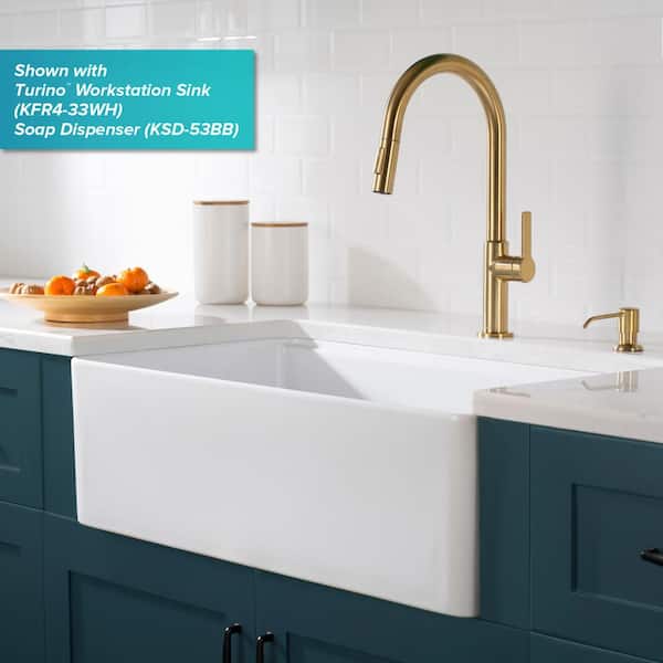 Oletto Single-Handle Pull-Down Sprayer Kitchen Faucet in Brushed Brass