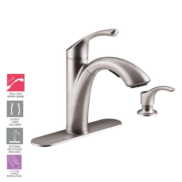 Mistos Single-Handle Pull-Out Sprayer Kitchen Faucet In Stainless Steel