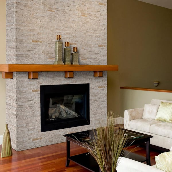 Royal White Splitface Ledger Panel 6 in. x 24 in. Natural Quartzite Wall Tile (6 sq. ft. / Case)