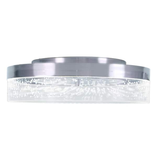 Vaughn 12 in. W Integrated LED Chrome Flush Mount Ceiling Light Fixture Clear Bubble Acrylic Shade