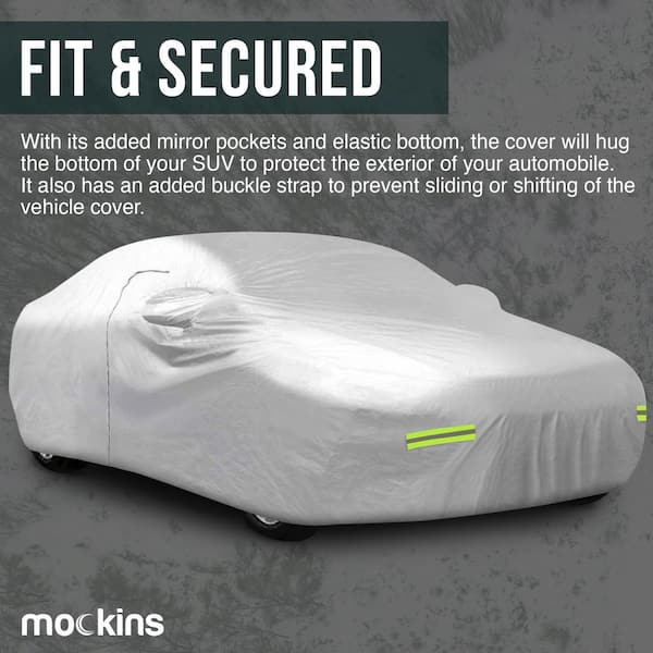 190 in. x 75 in. x 60 in. Heavy-Duty Car Cover with Zipper Opening - Breathable and Waterproof 190T Polyester