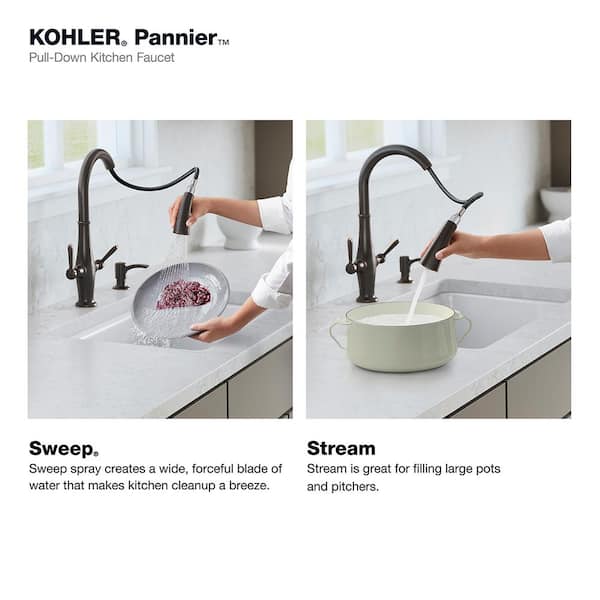 Pannier Two-Handle Pull Down Sprayer Kitchen Faucet in Oil-Rubbed Bronze