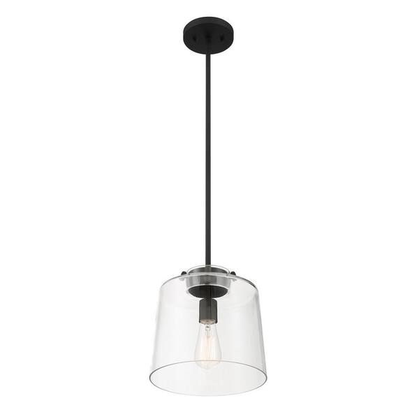 Mullins 10 in. 1-Light Coal Pendant Hanging Light, Modern Industrial Kitchen Pendant Lighting