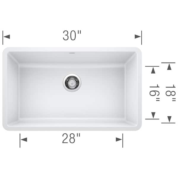 PRECIS Undermount Granite Composite 30 in. Single Bowl Kitchen Sink in White