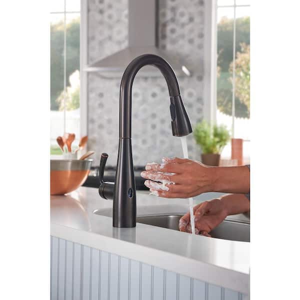 Essie Touchless 1-Handle Pull-Down Sprayer Kitchen Faucet with MotionSense Wave and Power Clean in Mediterranean Bronze