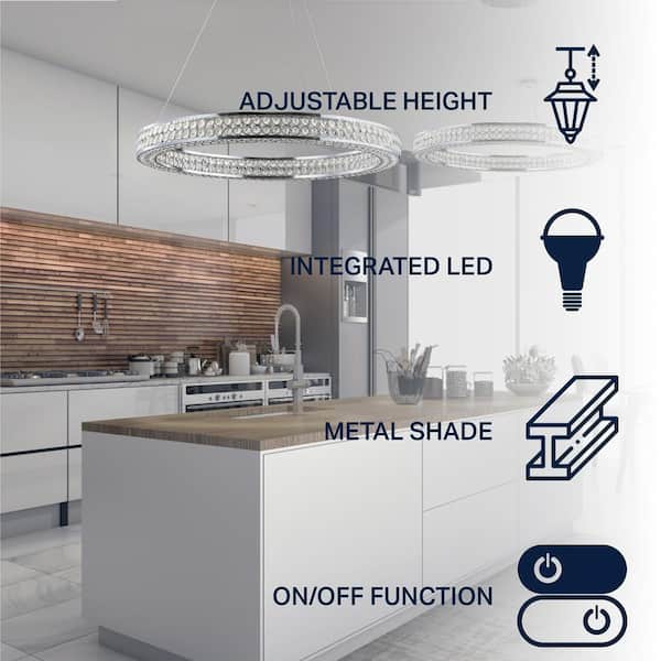 Benton 36-Watt Chrome/Clear Integrated LED Chandelier