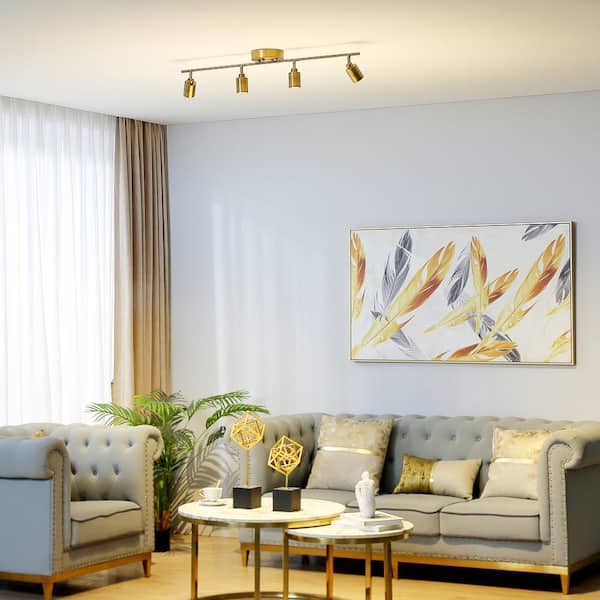 Shura 3 ft. 4-Light Brushed Brass Integrated LED Fixed Track Lighting Kit 3000k, Dimmable, Rotatable