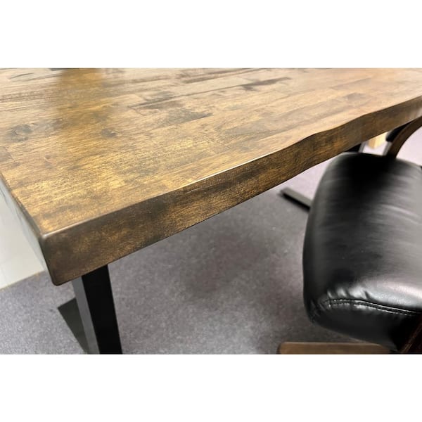 6 ft. L x 39 in. D Walnut Stained Hevea Butcher Block Countertop in With Live Edge
