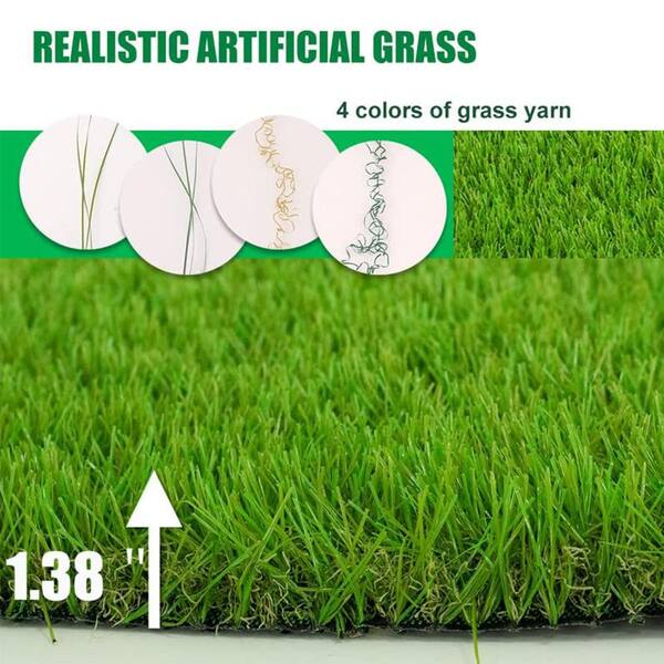ECO 1.38 Pile Height 6 ft. x 8 ft. Green Artificial Grass Turf