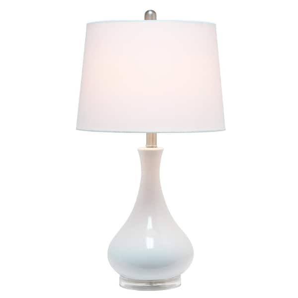 26.25 in. White Ceramic Tear Drop Shaped Table Lamp