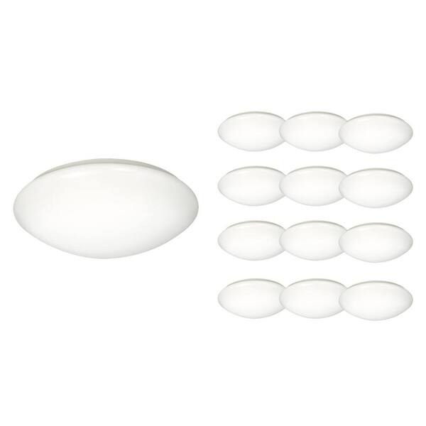 E4FMR Series 13 in. 1-Light White Selectable LED Flush Mount (12-Pack)