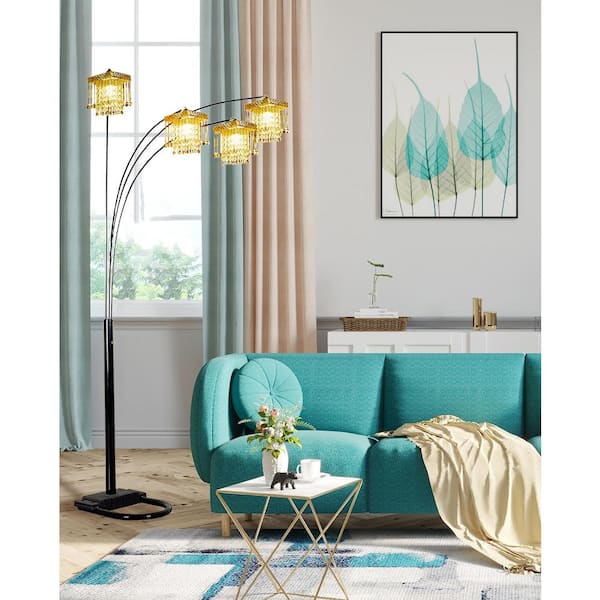 84 in. Black 5-Arm Arch Floor Lamp