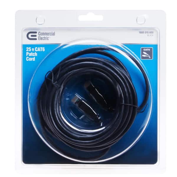 25 ft. 24/7-Gauge 8-Wire CAT6 Ethernet Cable, Black
