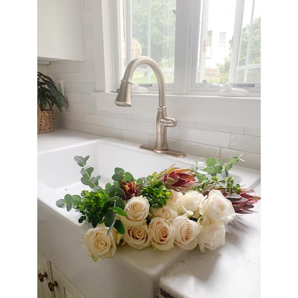 Josephine 34 in. 3-Hole Quick-Fit Drop-In Farmhouse Single Bowl Crisp White Fireclay Kitchen Sink