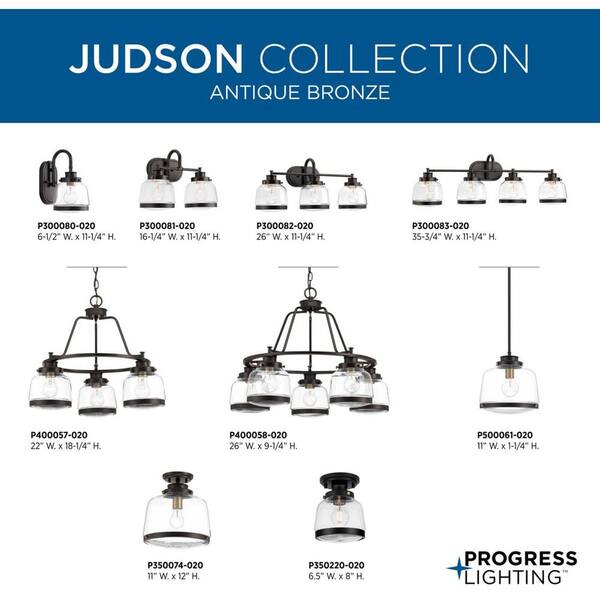 Judson Collection 26 in. 5-Light Antique Bronze Clear Glass Farmhouse Chandelier Dining Room Light