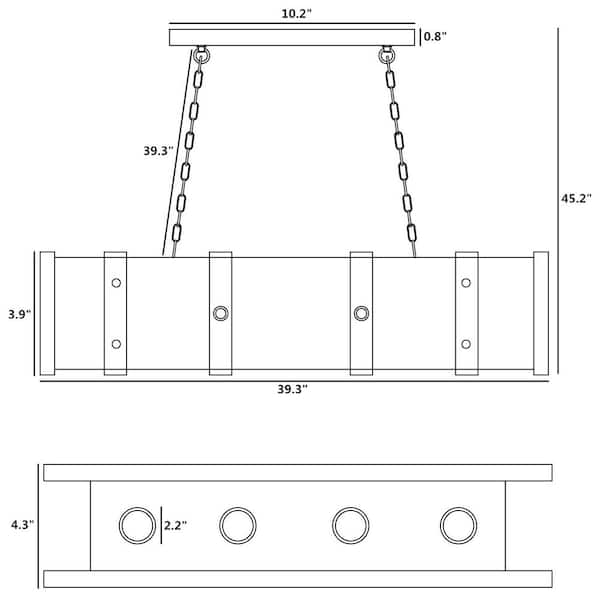 Nashville 4-Light 12-Watt Wood Integrated LED Wood Kitchen Island Linear Pendant