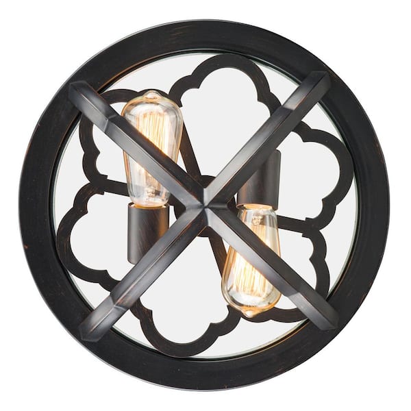 Saxon 2-Light Aged Bronze Flush Mount Light