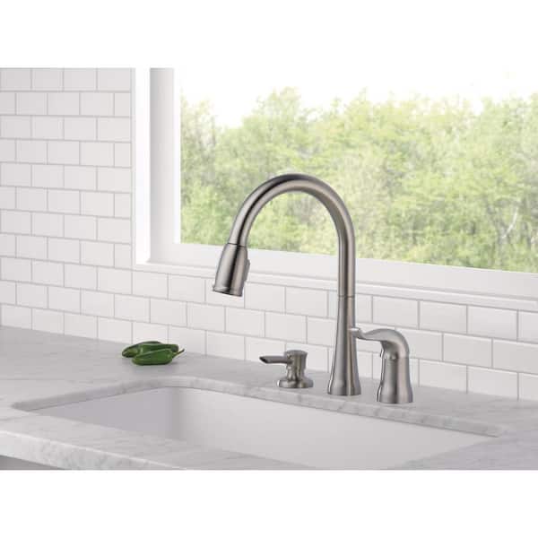 Kate Single-Handle Pull-Down Sprayer Kitchen Faucet with MagnaTite Docking and Soap Dispenser in Stainless