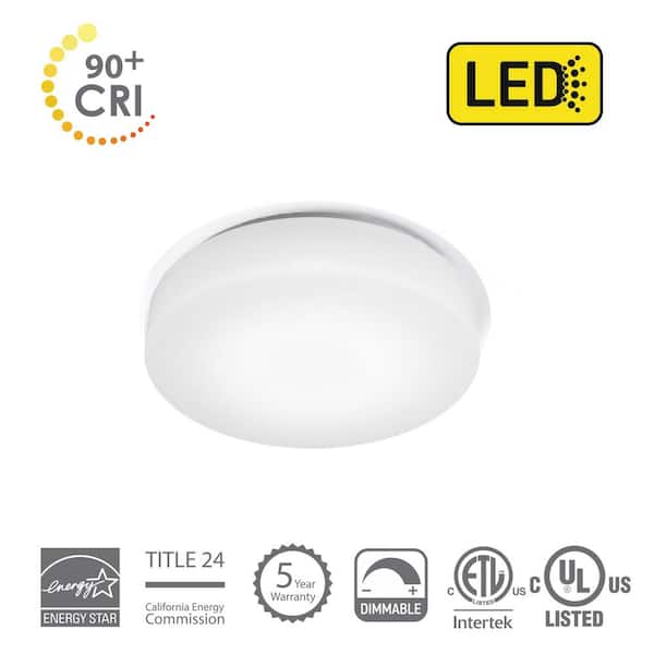 Blo 13 in. 1-Light White LED Flush Mount