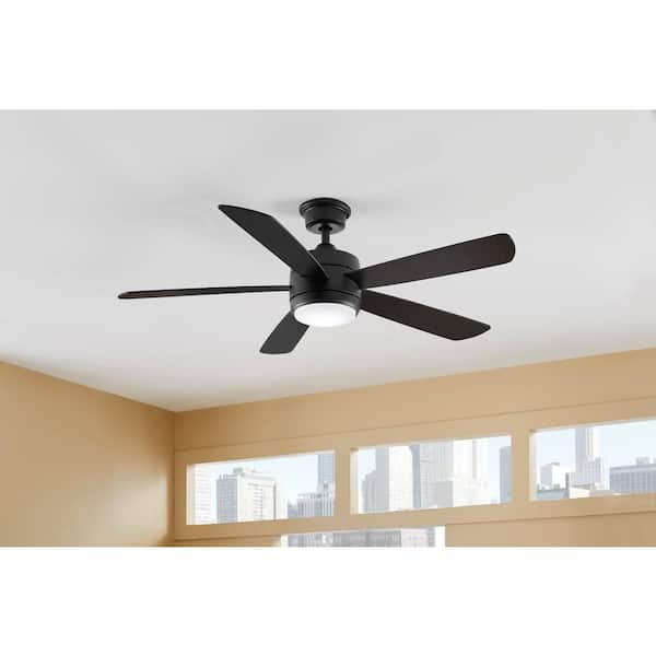 Averly 52 in. Integrated LED Matte Black Ceiling Fan with Light and Remote Control with Color Changing Technology