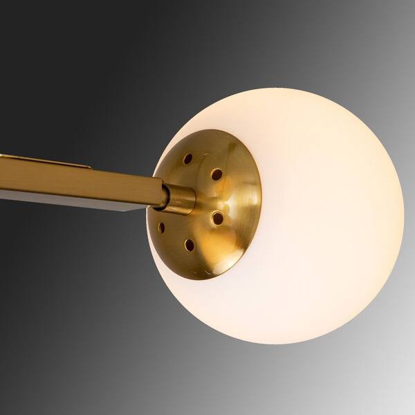 Deerfield 5-Light Brass Kitchen Island Chandelier with Milk Globe Glass Shade