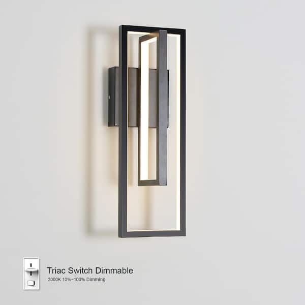2-Light 18.8 In. Black Modern LED Wall Sconces for Bedroom Entrance Hallway 3000K Warm Light