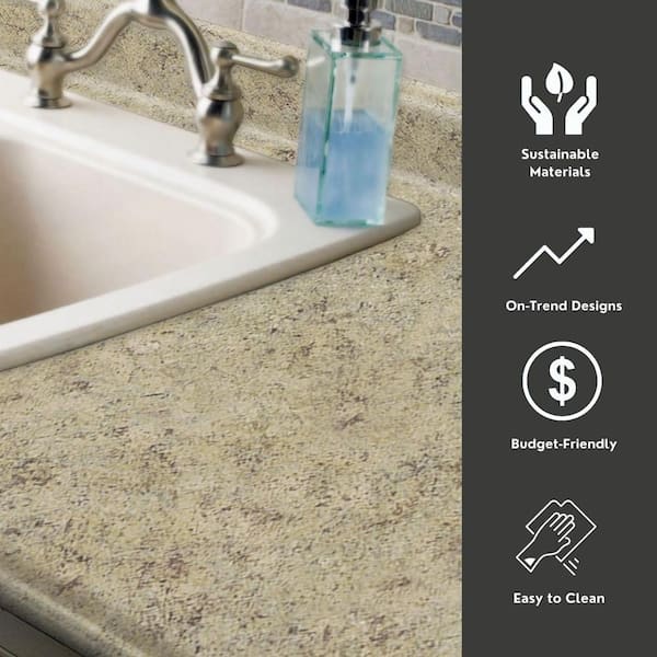 Wilsonart 10 ft. Right Miter Laminate Countertop in Golden Juparana with Full Wrap Ogee Edge and Integrated Backsplash