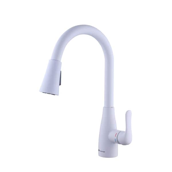 McKenna Single-Handle Pull-Down Sprayer Kitchen Faucet with TurboSpray and FastMount in Matte White