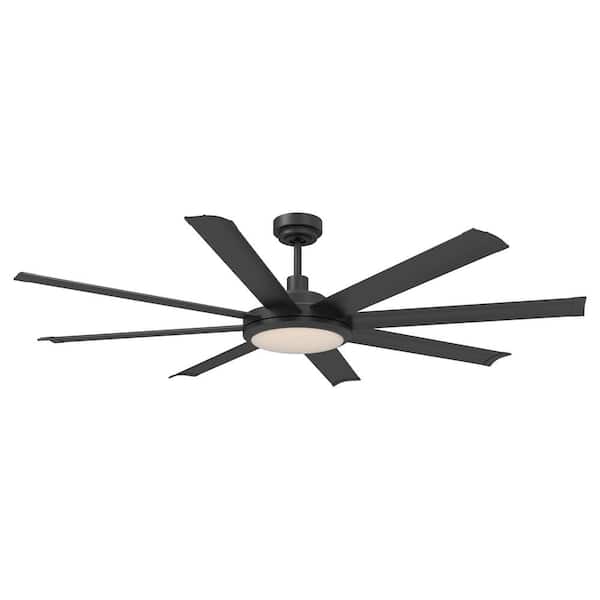 Kaitylyn 60 in. Matte Black Downrod Mount LED Ceiling Fan with Light and Remote Control