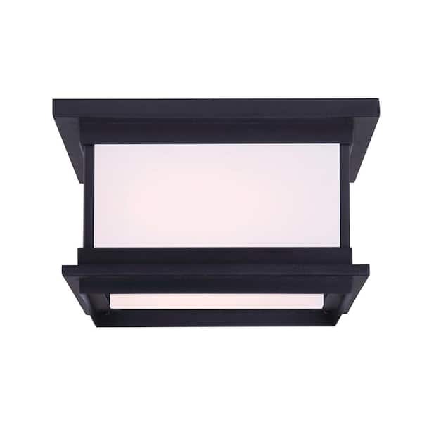 Akello 2-Light Matte Black Outdoor Flush Mount Light
