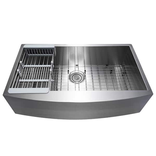 Handcrafted All-in-One Farmhouse Apron Front Stainless Steel 30 in. x 20 in. x 9 in. Single Bowl Kitchen Sink