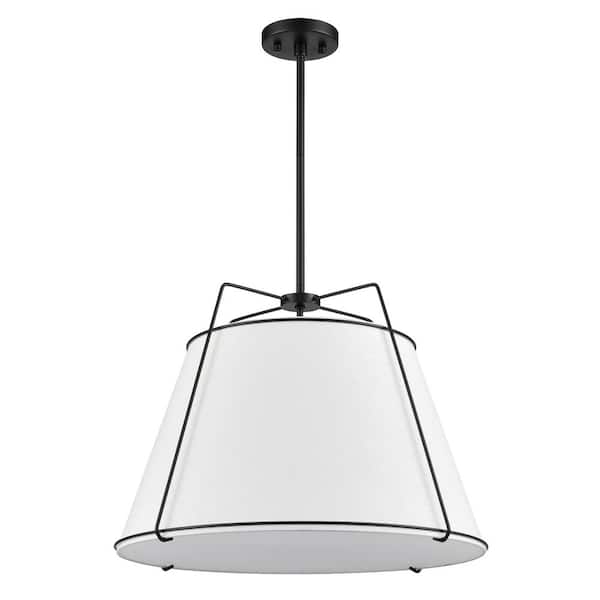 Lise 22 in. 3-Light Black Chandelier with Fabric Shade